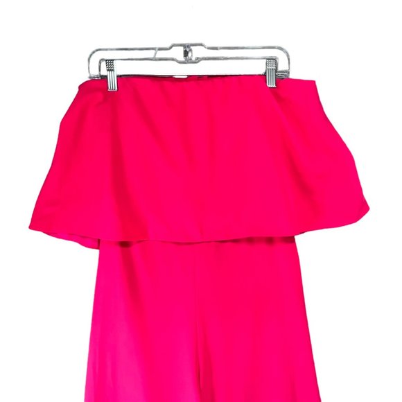 DO + BE Womens All My Life Jumpsuit Size M Pink Strapless Ruffle Wide Leg NEW - Picture 3 of 15